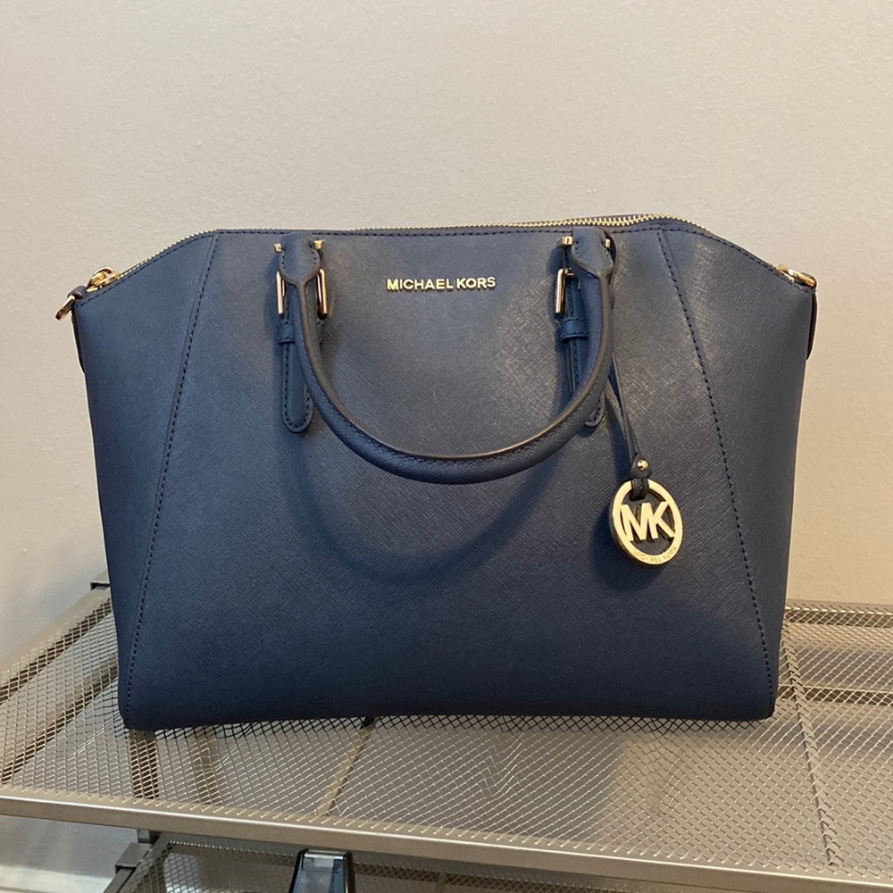 Michael Kors Ciara Large Satchel - Navy Blue